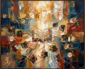 Abstract artwork with intricate design and color palette