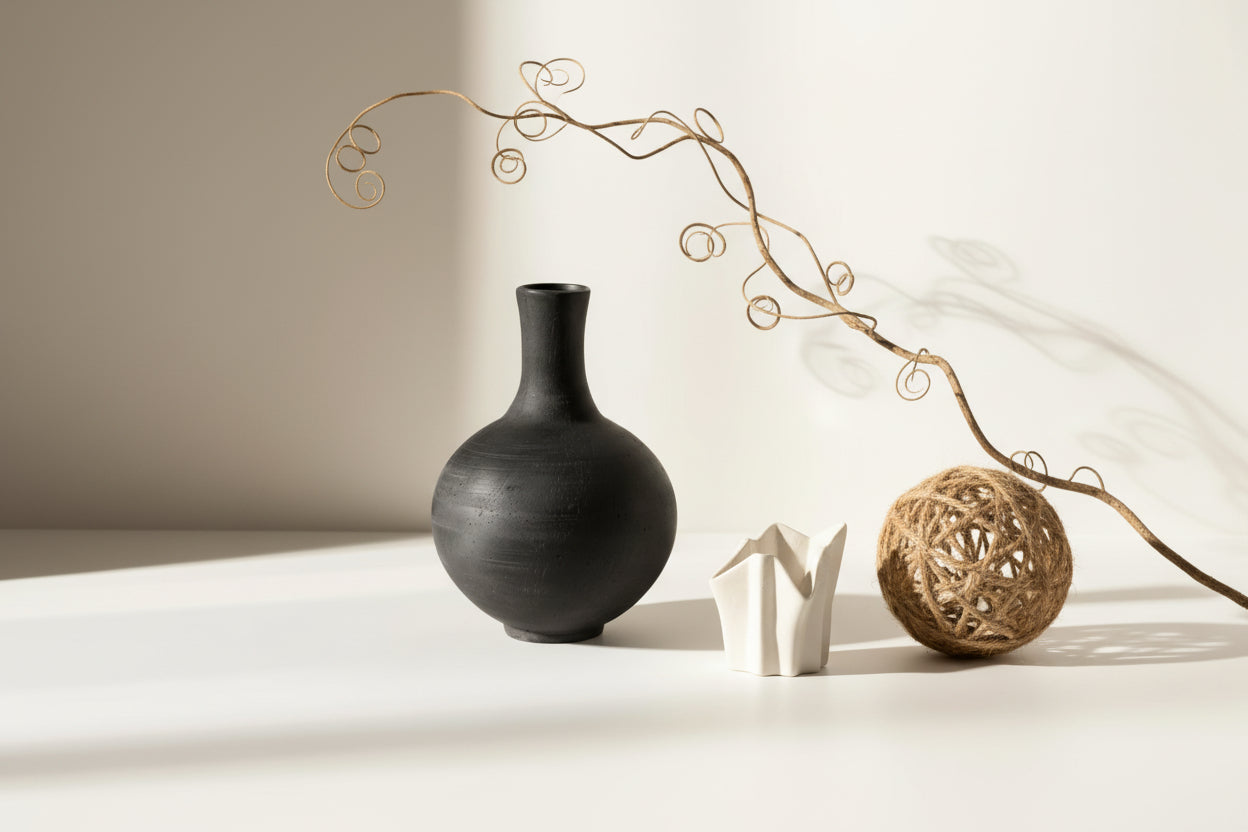 Black Cylindrical Vase
